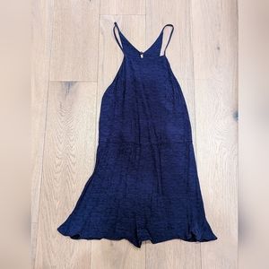 Urban Outfitters COPE Blue Jacquard Floral Open Back Romper Size XS